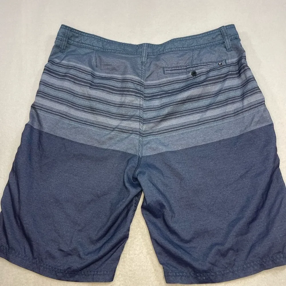 Hurley Blue Striped Board Shorts Swim Trunks Size 34